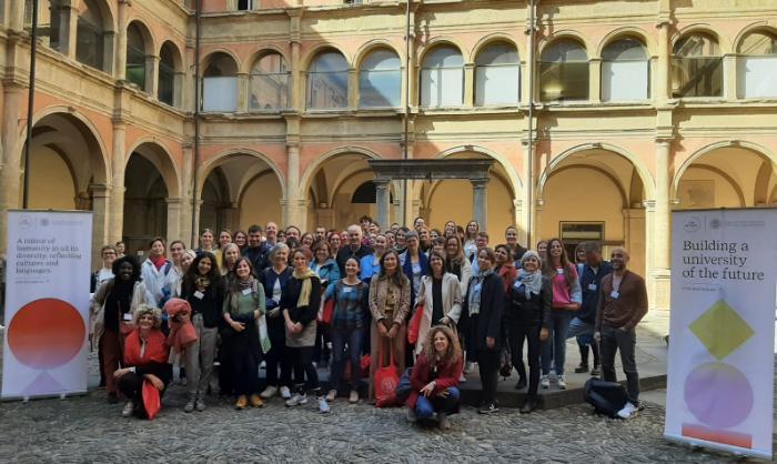 A group of university staff in Bologna.